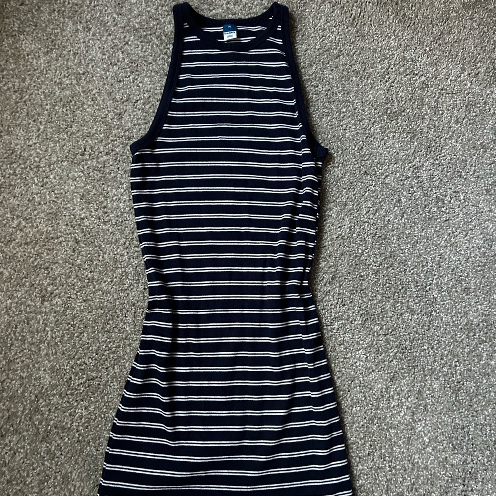 Navy Blue Striped Women's Dress